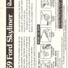 Inst Sheet 1959 Ford Skyliner