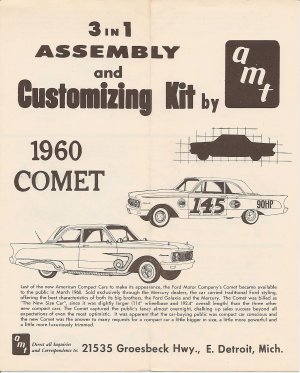 Inst Sheet 1960 Comet 3 in 1