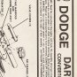 Inst Sheet 1962 Dodge Dart Conv
