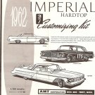Inst Sheet 1962 Imperial Hardtop 3 in 1