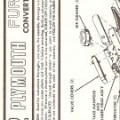 Inst Sheet 1962 Plymouth Fury Conv