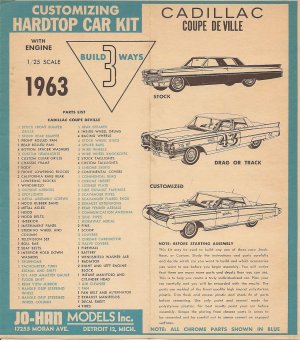 Inst Sheet 1963 Cad Coupe De Ville Build 3 Way