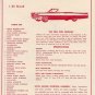 Inst Sheet 1963 Cadillac Conv