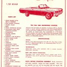 Inst Sheet 1963 Olds Starfire