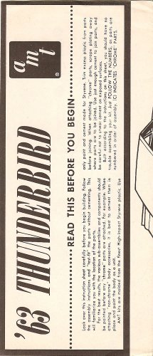 Inst Sheet 1963 Thunderbird