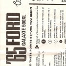 Inst Sheet 1965 Ford Galaxie 500XL Cruisin USA