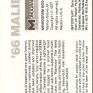 Inst Sheet 1966 Malibu SS