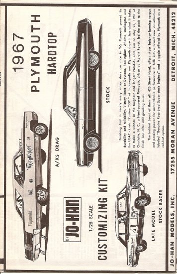 Inst Sheet 1967 Plymouth Hardtop
