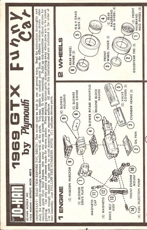 Inst Sheet 1969 Gtx Funny Car