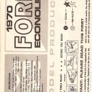 Inst Sheet 1970 Ford Econoline