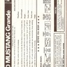 Inst Sheet 1970 Mustang Grande