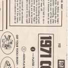 Inst Sheet 1971 Cougar XR7