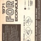 Inst Sheet 1971 Ford Econoline
