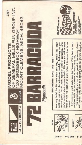 Inst Sheet 1972 Barracuda