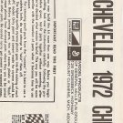 Inst Sheet 1972 Chevelle