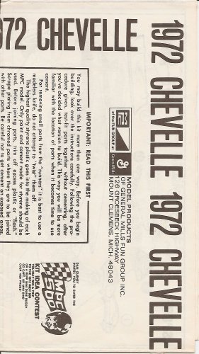 Inst Sheet 1972 Chevelle