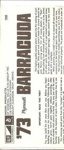 Inst Sheet 1973 Barracuda