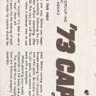Inst Sheet 1973 Caprice