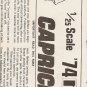 Inst Sheet 1974 Caprice