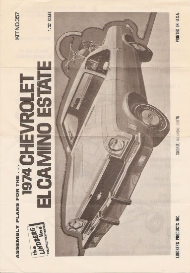 Inst Sheet 1974 Chev El Camino Estate