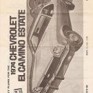 Inst Sheet 1974 Chev El Camino Estate