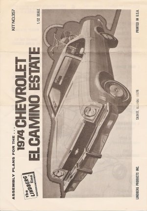 Inst Sheet 1974 Chev El Camino Estate