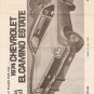 Inst Sheet 1974 Chev El Camino Estate