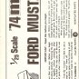 Inst Sheet 1974 Ford Mustang