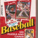 1990 DONRUSS BASEBALL PUZZLE AND CARDS BOX # 1, 8.5 VF + 