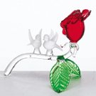 Frosted Glass Birds on Rose -33892