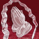 Cut Glass Block Paperweight - Praying Hands -31903