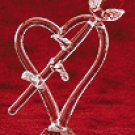 Cut Glass Rose On Heart With Base -29390