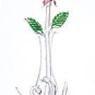 Glass Rose in Vase with Swans -33891