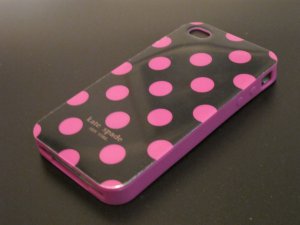 New kate spade case for iPhone 4 (Black/Purple Polka dots)