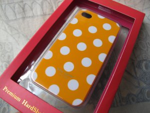 New kate spade case for iPhone 4 (Dull Orange/White Polka dots)