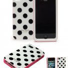 New kate spade 3-pieces hard case for iPhone 4/4S (White/Black  Polka dots)