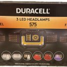 New Sealed Duracell 3 LED Headlamps Set 575 Lumens Waterproof