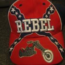 Confederate flag hat with motorcycle on the bill