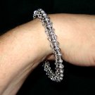 Grey Pearl Platinum Swarovski Crystal Bangle Bracelet Hematite Beads Very Sparkly
