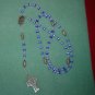 Rosary Czech Blue Cat's Eye Sterling Silver Fittings Jerusalem Cross Dove of Peace Center