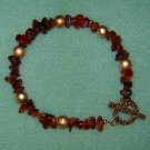 Red Jasper Genuine Gemstone Gold Embossed Accent Beads Gold Toggle Clasp