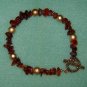 Red Jasper Genuine Gemstone Gold Embossed Accent Beads Gold Toggle Clasp