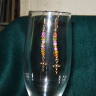 Pink E Bead Gold Cross Pierced Earrings Gold Hook