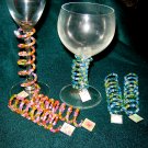 Spiral Stemware Bangles Pink Yellow Green Blue Set of 6 Beach Design Charms Party Decor