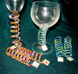 Spiral Stemware Bangles Pink Yellow Green Blue Set of 6 Beach Design Charms Party Decor