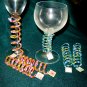 Spiral Stemware Bangles Pink Yellow Green Blue Set of 6 Beach Design Charms Party Decor