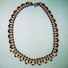 Amber Swarovski Crystals Brown Pearls Elegant Lattice Necklace Gold Toggle Clasp