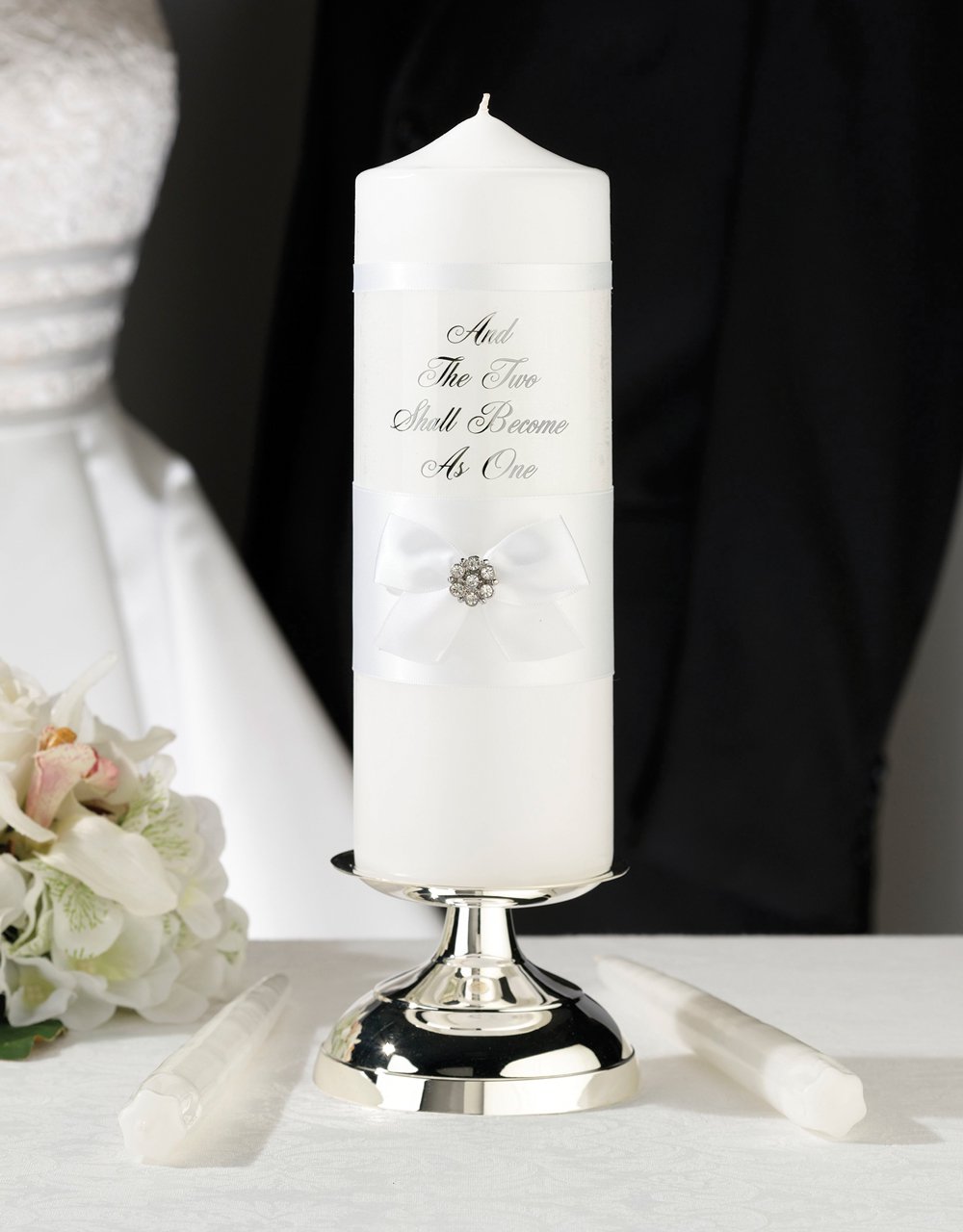 White Lace Candle Set