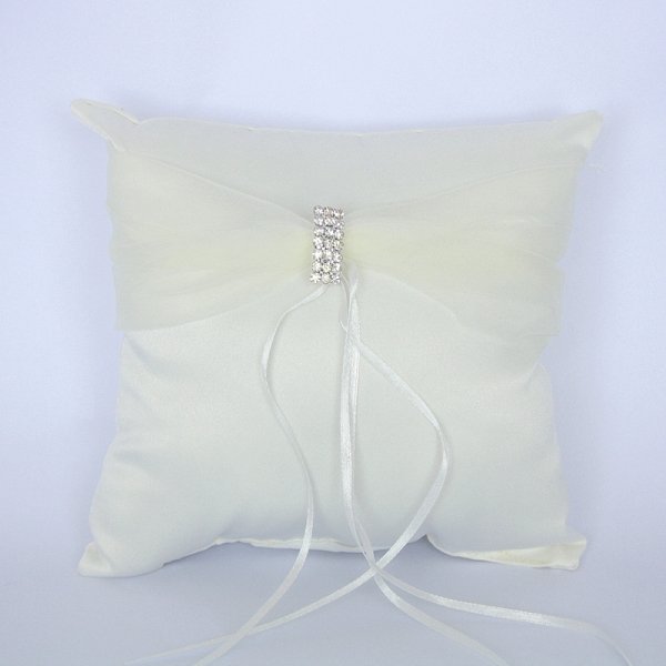 Rhinestone Ring Pillow - Ivory