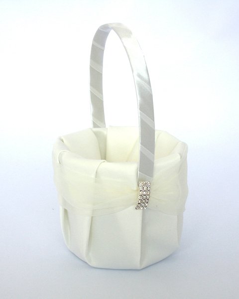 Rhinestone Flower Basket - Ivory